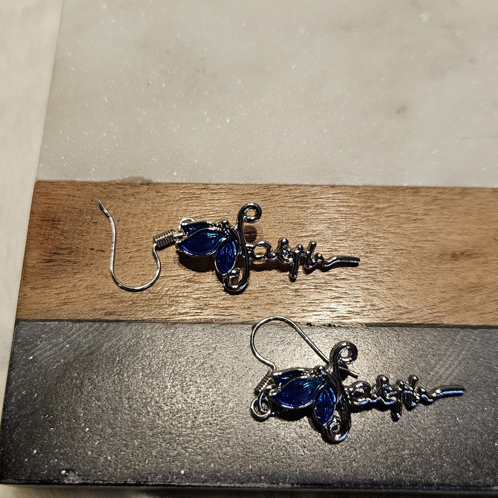 Beautiful Butterfly Faith Dangle Earrings - Picture 4 of 5